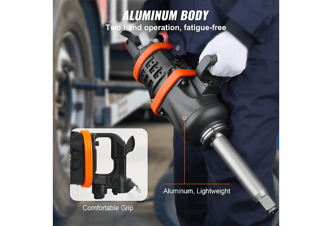 IMP0193- VEVOR - Chave de impacto pneumática de torque reverso, chave de impacto pneumática, bigorna estendida de 8 polegadas, troca de pneus