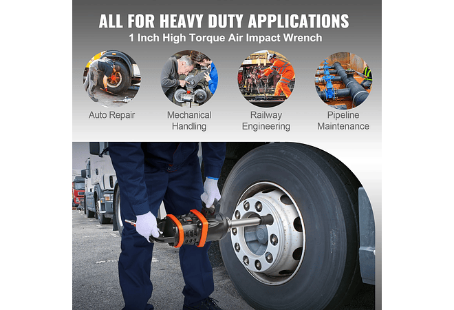 IMP0193- VEVOR - Chave de impacto pneumática de torque reverso, chave de impacto pneumática, bigorna estendida de 8 polegadas, troca de pneus