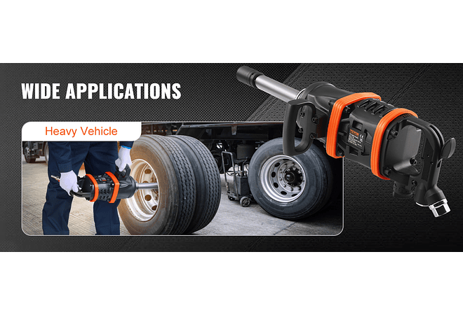 IMP0193- VEVOR - Chave de impacto pneumática de torque reverso, chave de impacto pneumática, bigorna estendida de 8 polegadas, troca de pneus