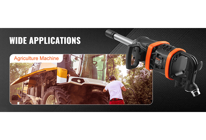 IMP0193- VEVOR - Chave de impacto pneumática de torque reverso, chave de impacto pneumática, bigorna estendida de 8 polegadas, troca de pneus