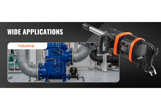 IMP0193- VEVOR - Chave de impacto pneumática de torque reverso, chave de impacto pneumática, bigorna estendida de 8 polegadas, troca de pneus