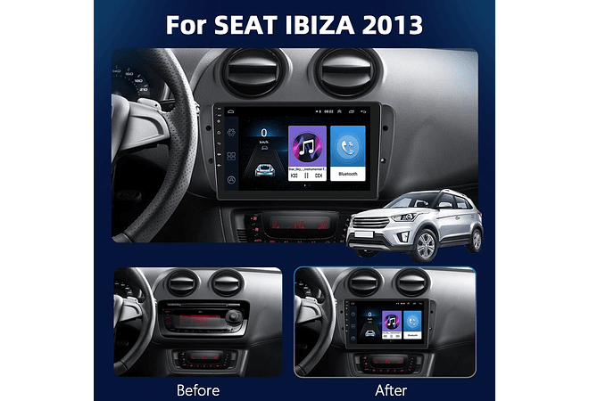 IMP0194- Rádio Podofo 4G CarPlay Android Para SEAT Ibiza 6j 2009-2013 Multimedia Player HiFi Receptor Estéreo GPS Navi 2din Unidade 