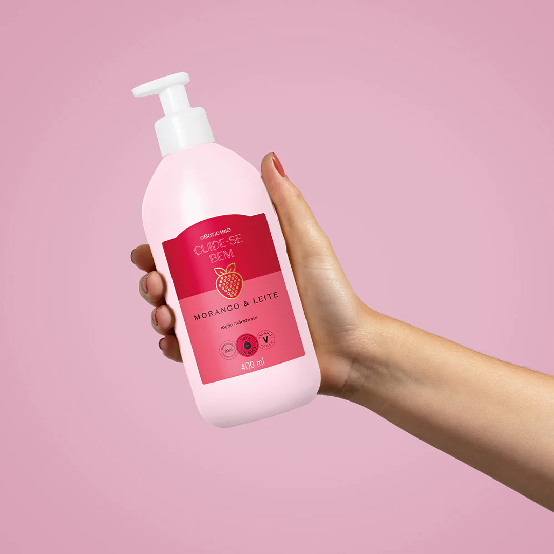 Loção Hidratante Corporal Cuide-se Bem Morango e Leite 400ml 4