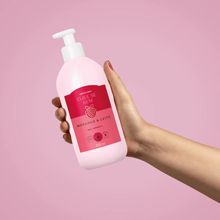 Loção Hidratante Corporal Cuide-se Bem Morango e Leite 400ml 4