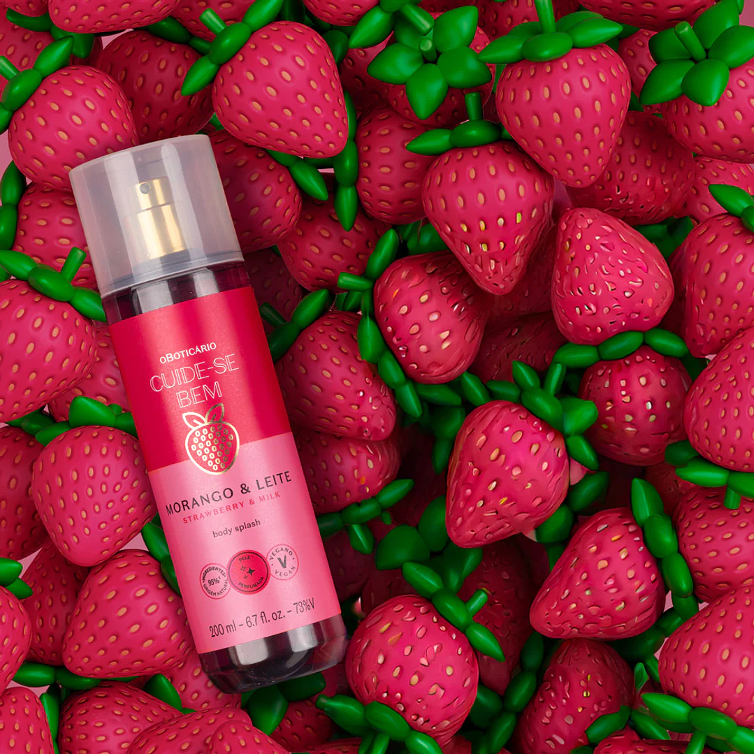 Body Splash Cuide-se Bem Morango e Leite 200ml 4