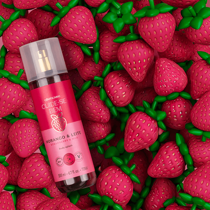 Body Splash Cuide-se Bem Morango e Leite 200ml 4
