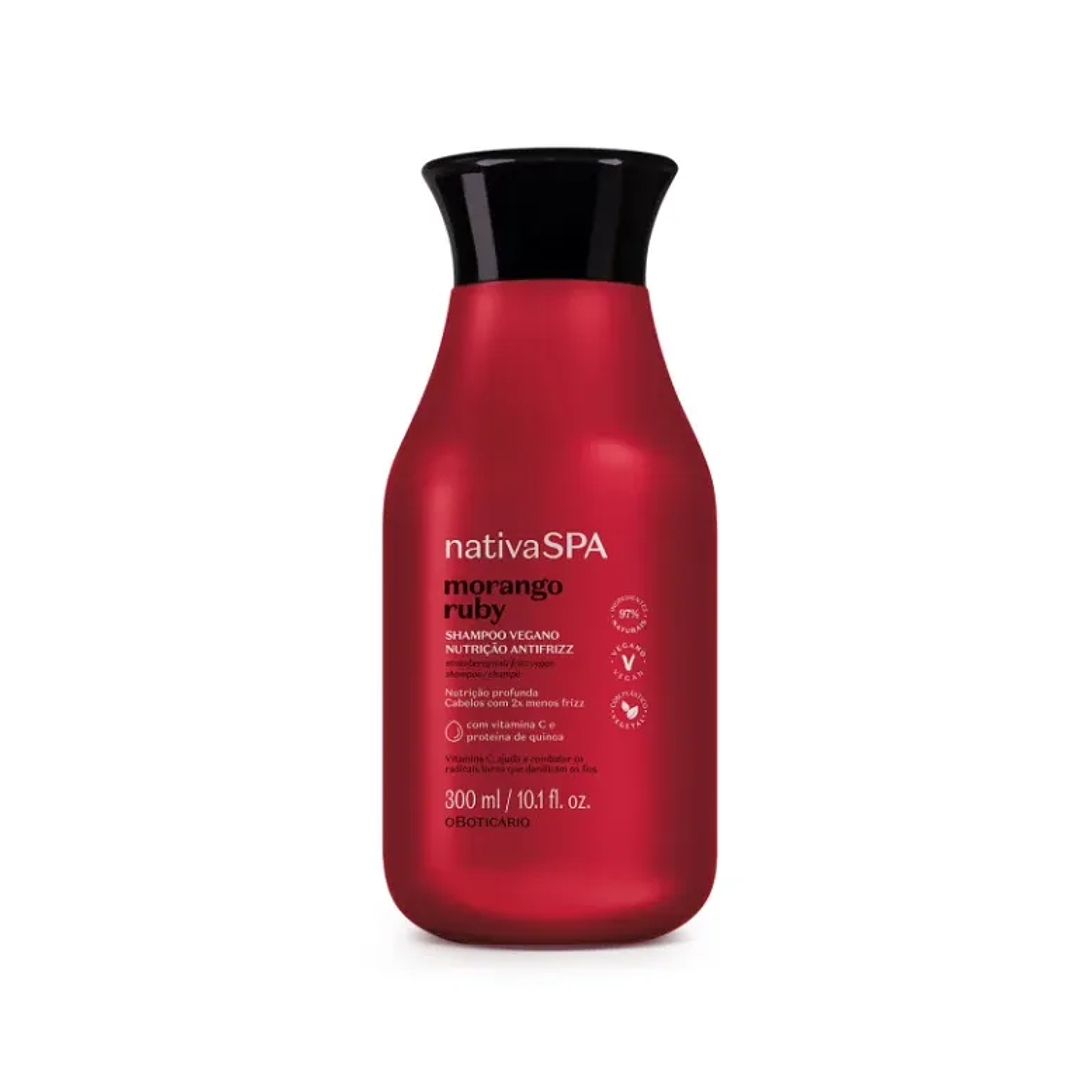 Shampoo Nutrição Antifrizz Nativa SPA Morango Ruby 300ml - COLEÇÃO 1