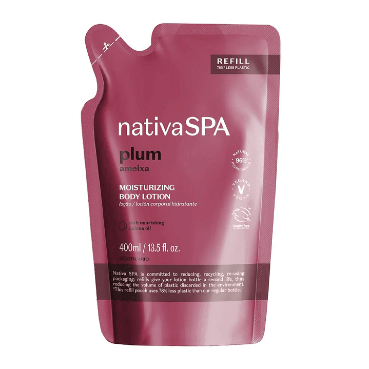 Refil Loção Hidratante Corporal Nativa Spa Ameixa, 400ml 1