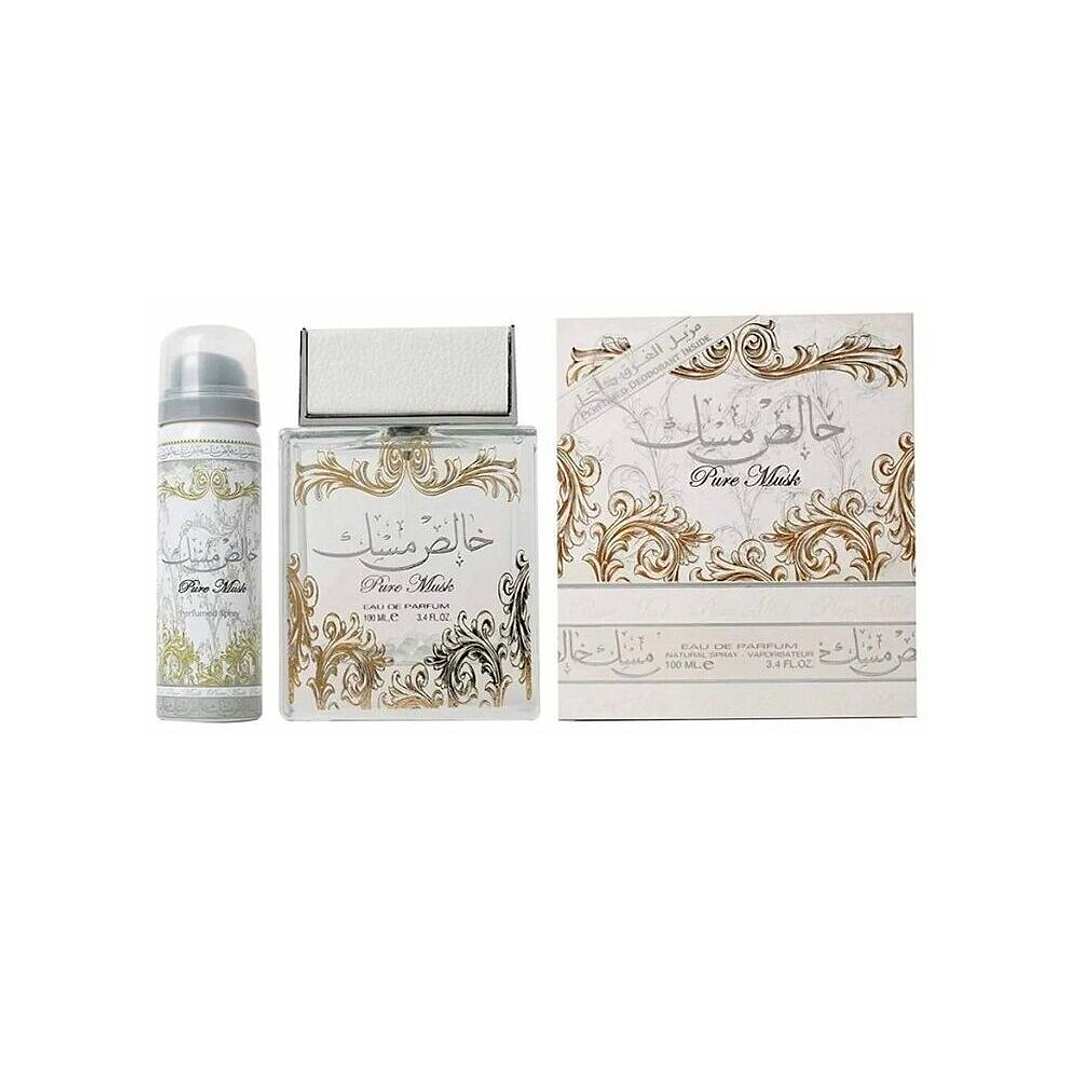 Lattafa Pure Musk Gift Set – Eau de Parfum 100ml + Deodorant Spray 50ml 1