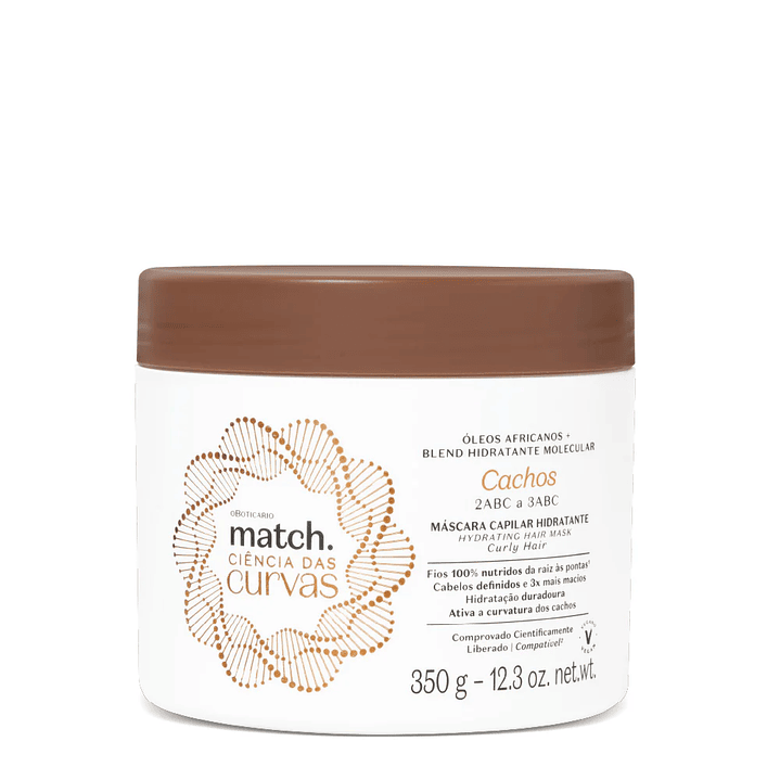 Máscara Capilar Hidratante Cachos Match Ciência das Curvas, 350g 1