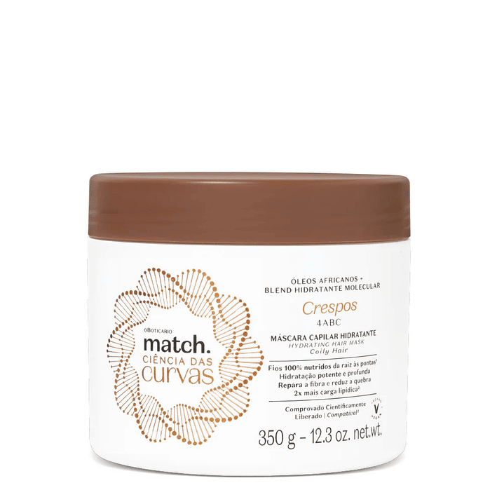 Máscara Capilar Hidratante Cabelos Crespos Match Ciência das Curvas, 350g 1