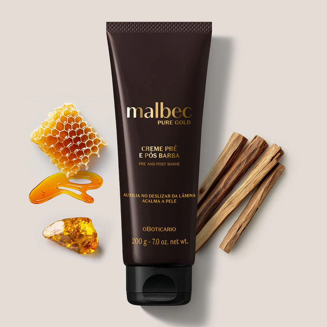 Creme pré e pós barba Malbec Pure Gold, 200g 2