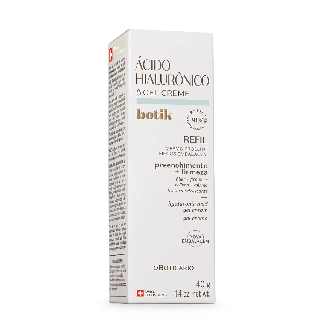 Refil Gel Creme Facial Ácido Hialurónico Botik, 40g 2
