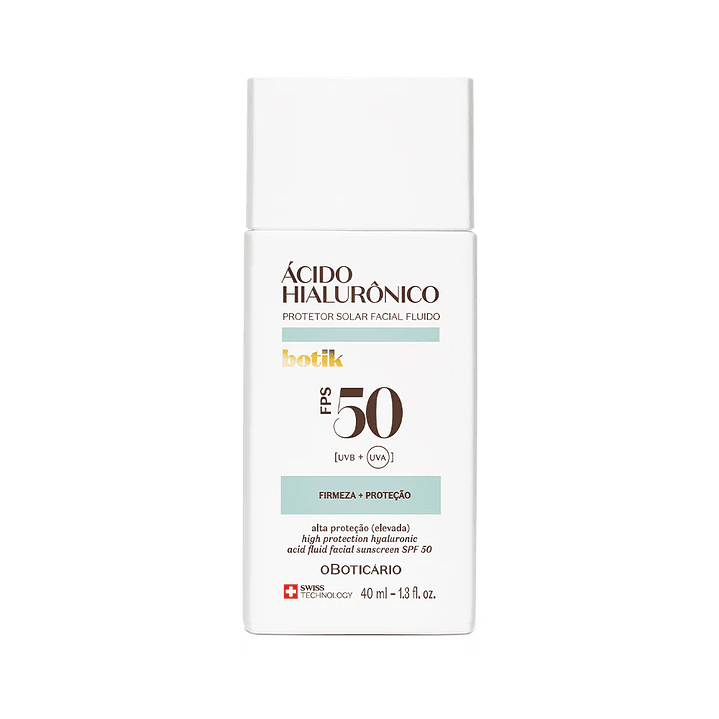 Protetor Solar Facial Fluido FPS 50 Botik Ácido Hialurónico 40ml 1