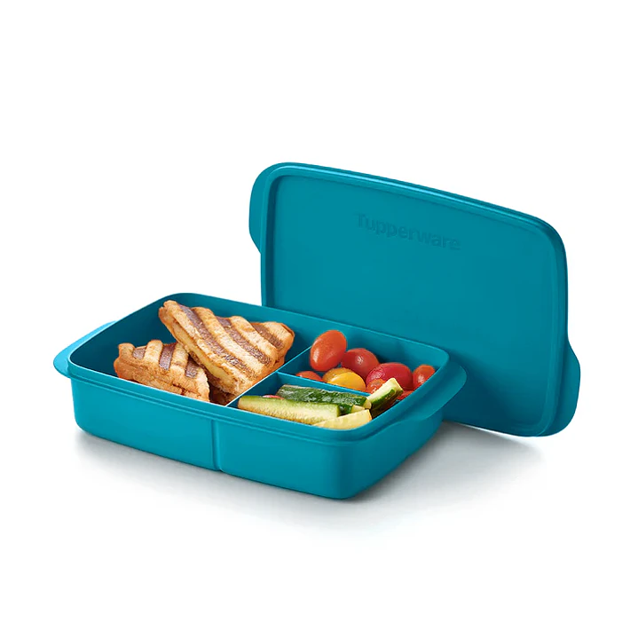 SNACK COM DIVISÓRIAS RETANGULAR 1L, AZUL, TUPPERWARE 1