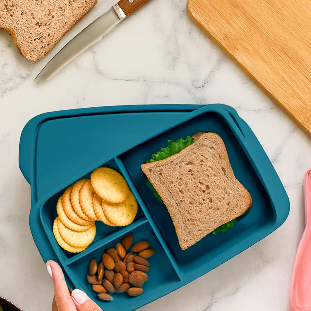 SNACK COM DIVISÓRIAS RETANGULAR 1L, AZUL, TUPPERWARE 2