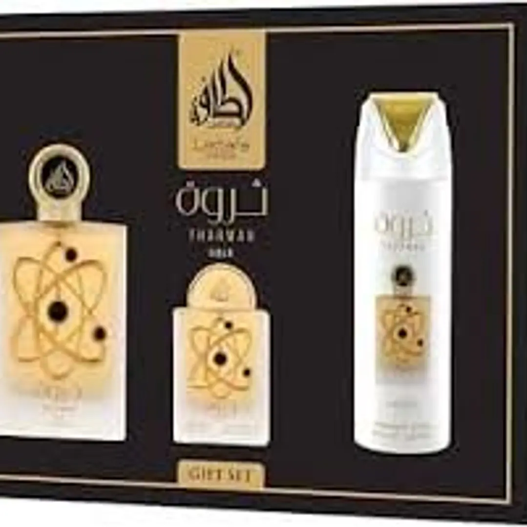 Pride Tharwah Gold Giftset, LATTAFA EDP 100ml + 20ml + Deodorant 200ml Women  4