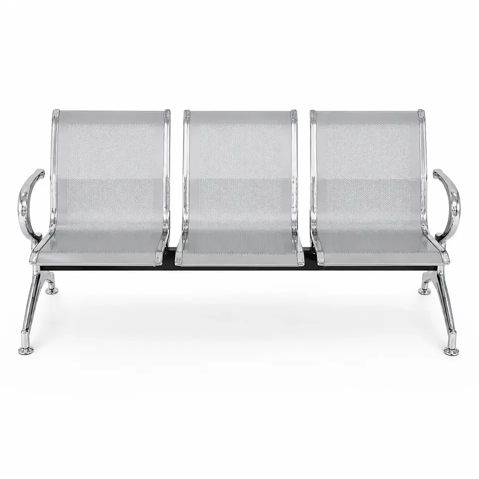 silla tandem 3 puestos cromado  3