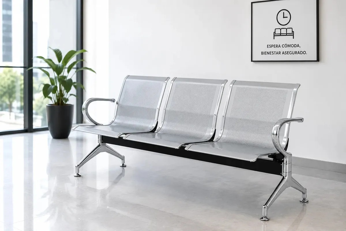 silla tandem 3 puestos cromado  5