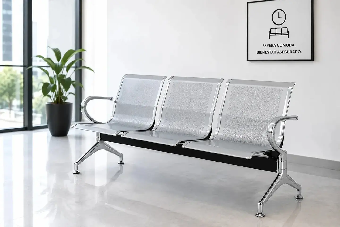 silla tandem 3 puestos cromado  5
