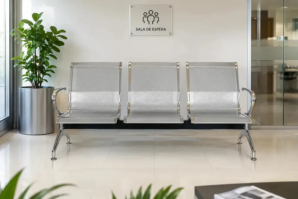 silla tandem 3 puestos cromado  2