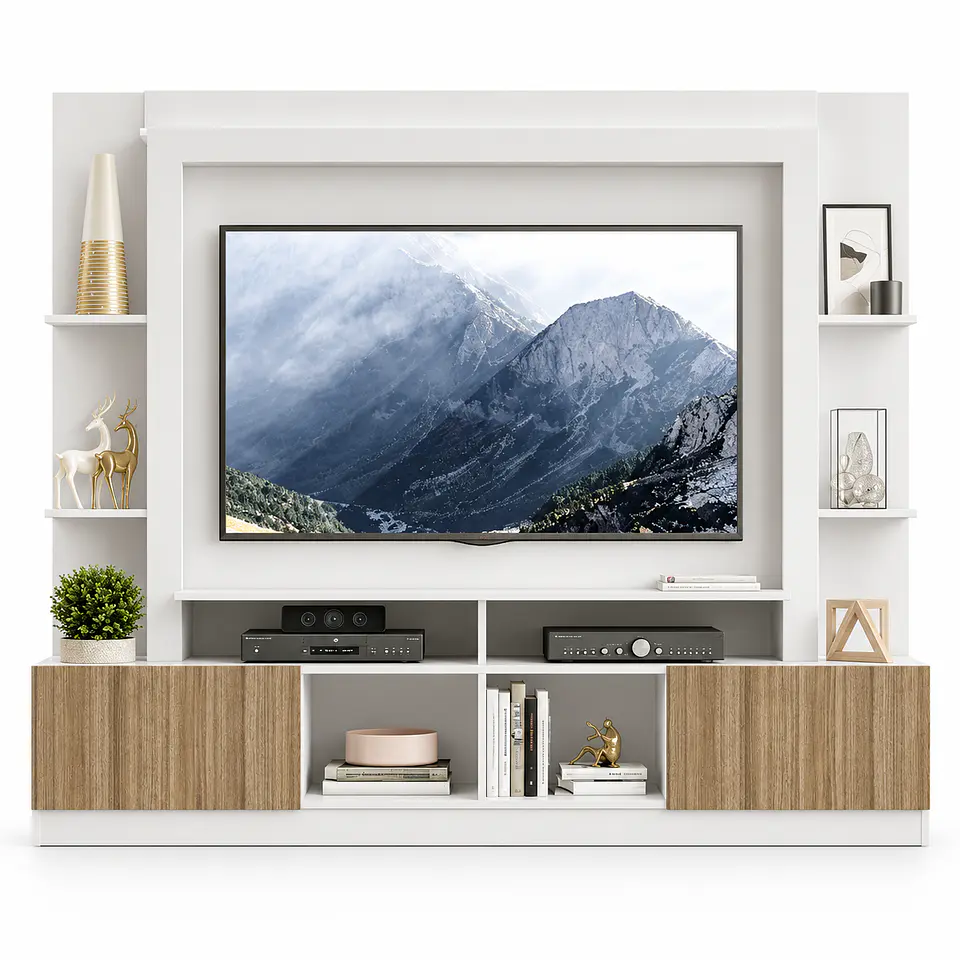 Centro de Entretenimiento NÓRDICA para TV hasta 65 Pulgadas / Rústico y Blanco 2