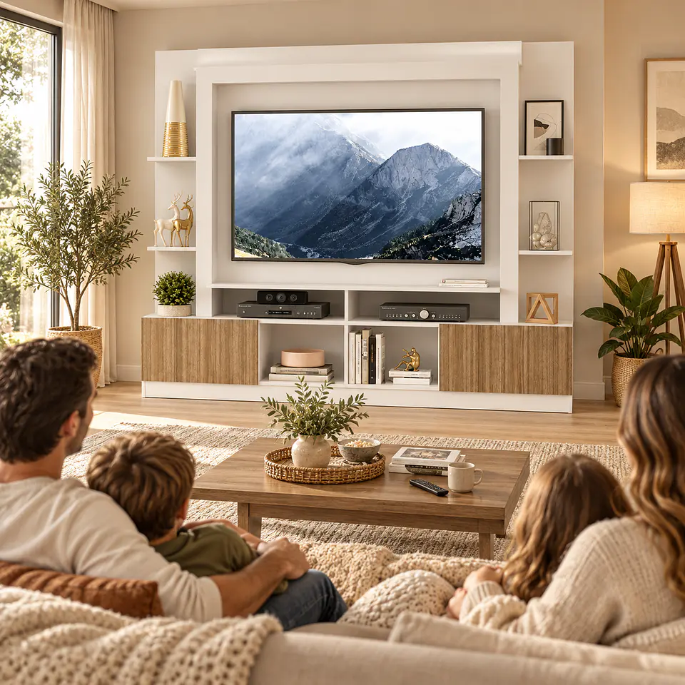 Centro de Entretenimiento NÓRDICA para TV hasta 65 Pulgadas / Rústico y Blanco 4