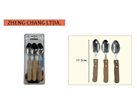 Cuchara mango de madera 3 piezas 