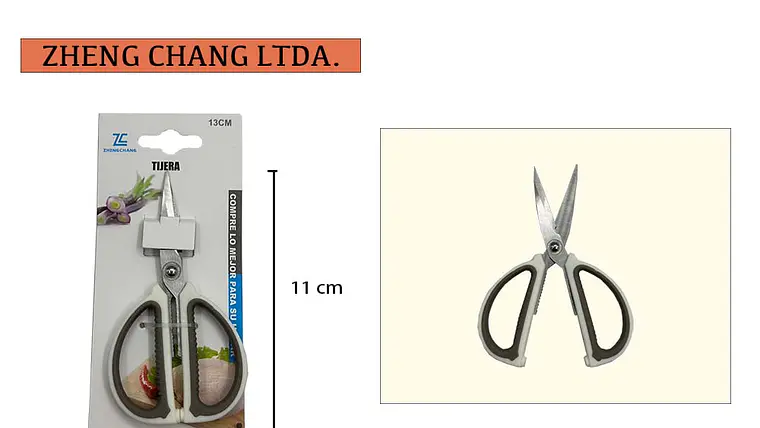 Tijera mango plástico blanco 11cm  1