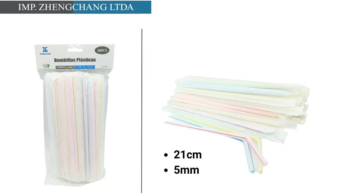 Bombilla plástica con funda 21cm x5mm 1