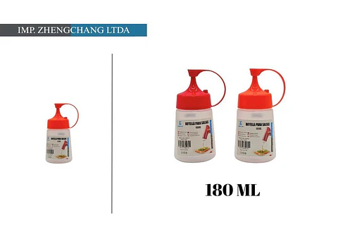 Botella dispensadora de salsa tapa roja 180ml 