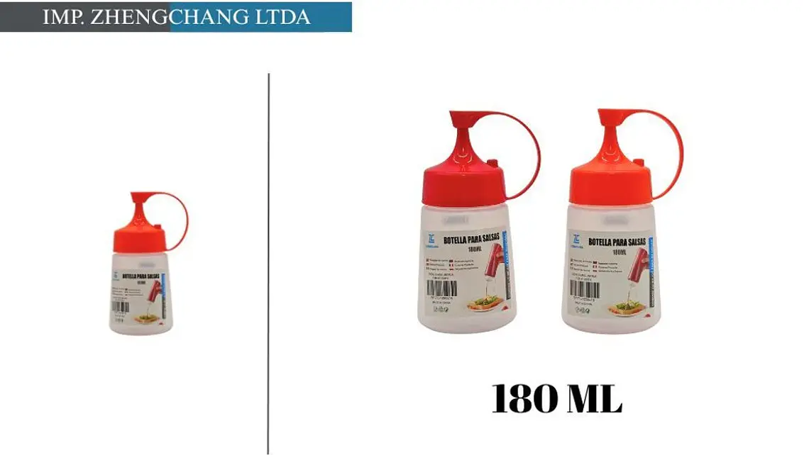 Botella dispensadora de salsa tapa roja 180ml  1