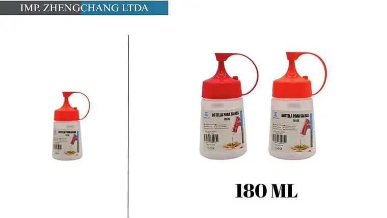 Botella dispensadora de salsa tapa roja 180ml  1