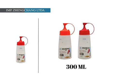 Botella dispensadora de salsa tapa roja 300ml 