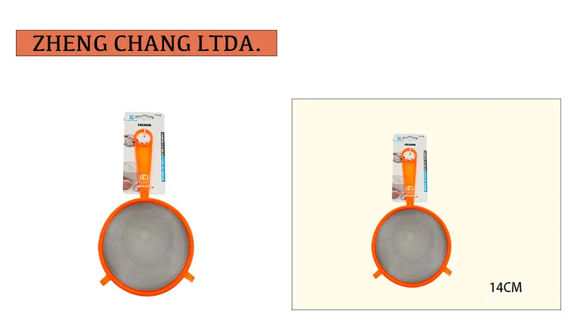 Colador plástico naranja 14cm 1