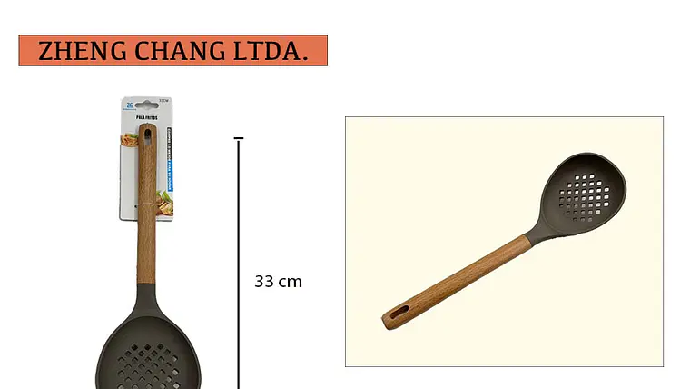 Cuchara con hueco de silicona estilo madera  1
