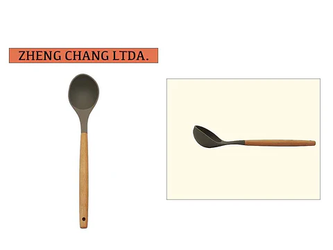 Cuchara cucharon de silicona estilo madera 