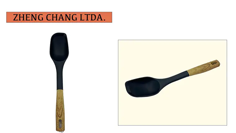 Cuchara plástica negra estilo madera 1