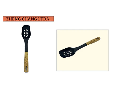 Cuchara colador plástico negra tipo madera 
