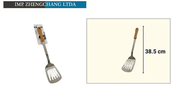 Espátula de acero inox mango de madera  1