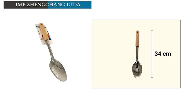 Cuchara de acero inox mango de madera 1