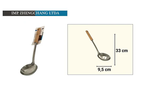 Cucharon calo acero inox mango de madera 