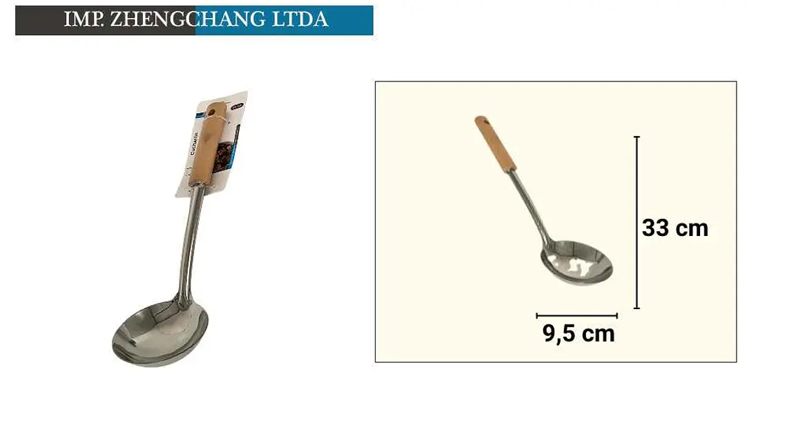 Cucharon calo acero inox mango de madera  1