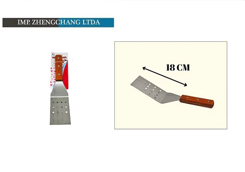 Espátula metálica con hueco mango madera 