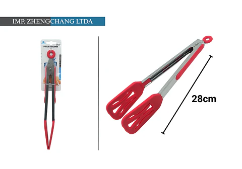 Pinza metálica de silicona roja 28cm  