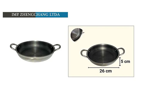 Wok 2 Asas fondo antiadherente acero inox 26cm