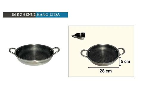 Wok 2 Asas fondo antiadherente acero inox 28cm