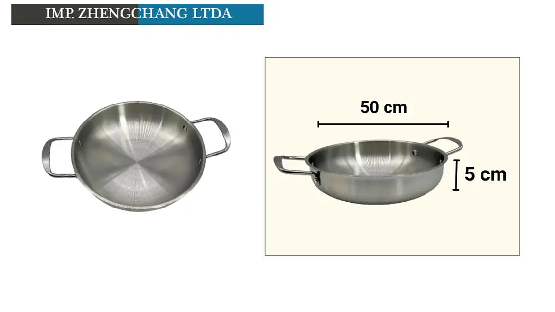 Wok 2 Asas acero inox 50cm 1