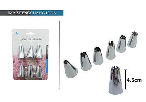 Set boquillas acero inox 6 pzs 