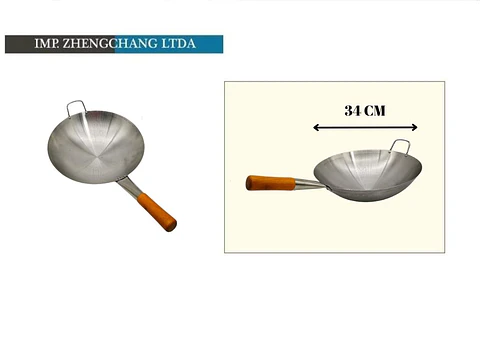 Wok acero mango de madera 34cm